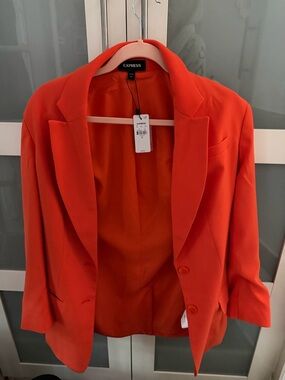 Express Vibrant Orange Tailored Blazer
